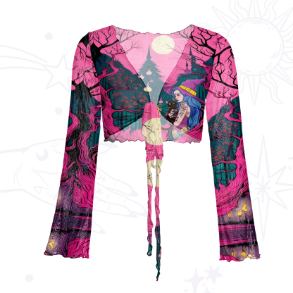 Purplehecate The Witch and Her Familia Mesh Tie Front Top