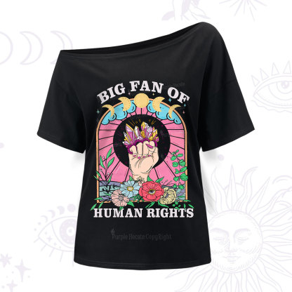 Purplehecate Big Fan of Human Rights One Shoulder T-Shirt