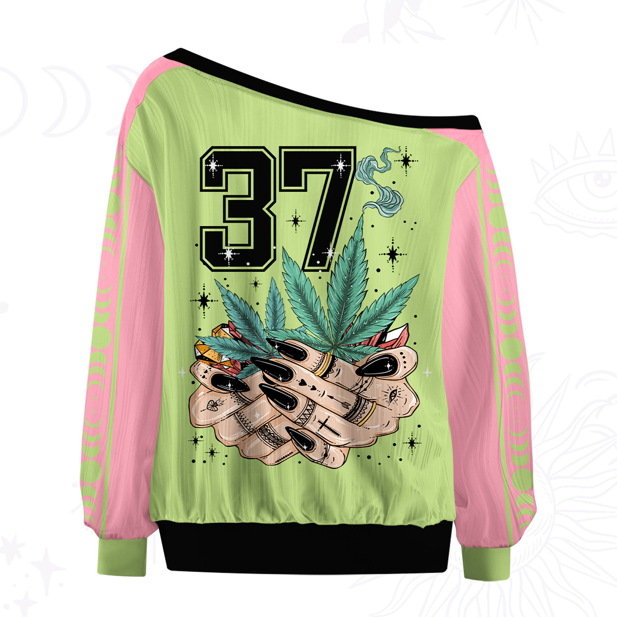 Purplehecate Drugs Not Hugs Off The Shoulder Graphic Jersey