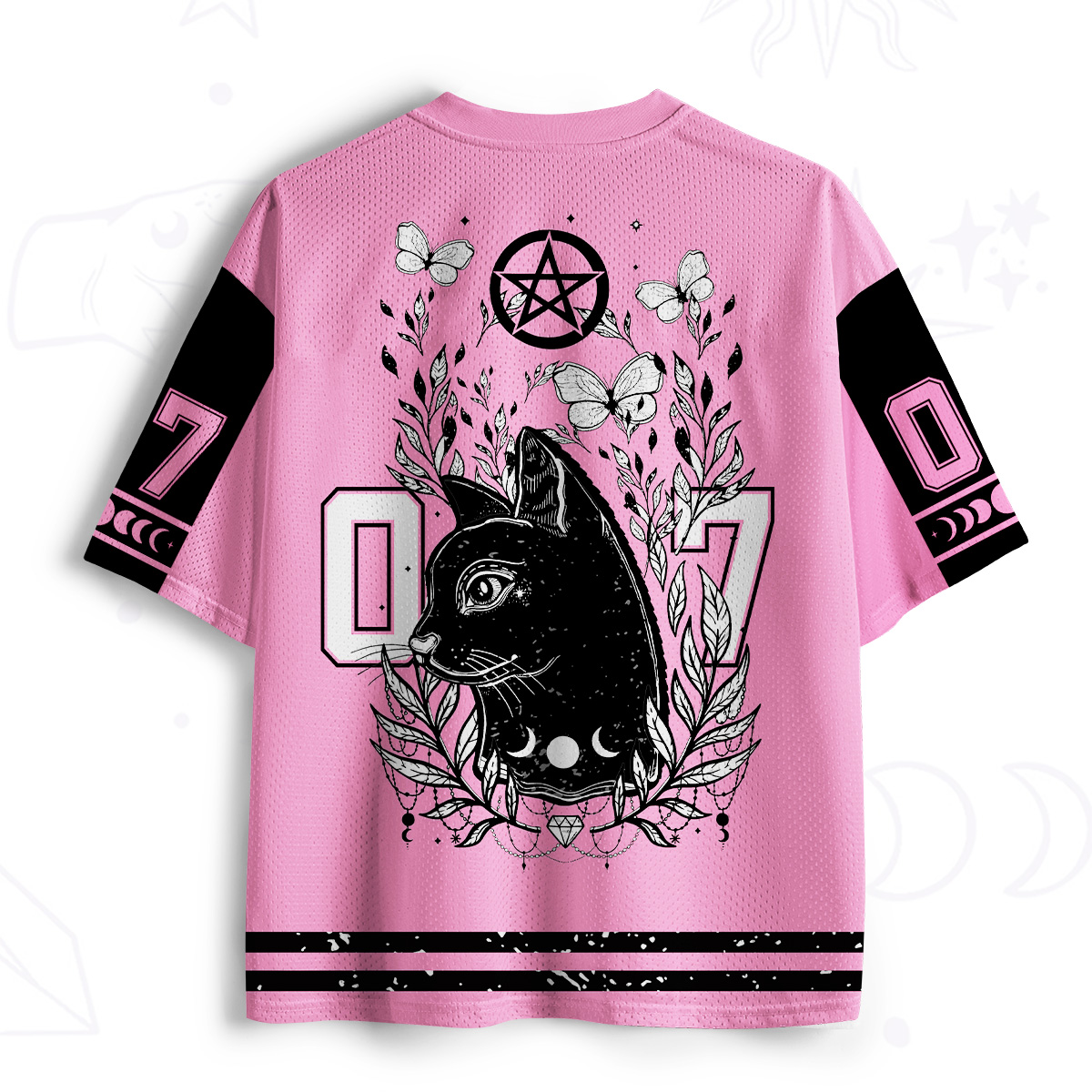 Purplehecate Gothic Black Cat Pentagram 07 Mesh Jersey