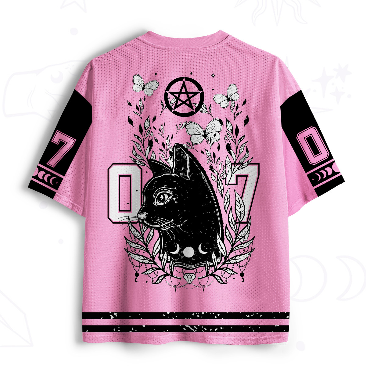 Purplehecate Gothic Black Cat Pentagram 07 Mesh Jersey