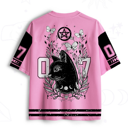 Purplehecate Gothic Black Cat Pentagram 07 Mesh Jersey