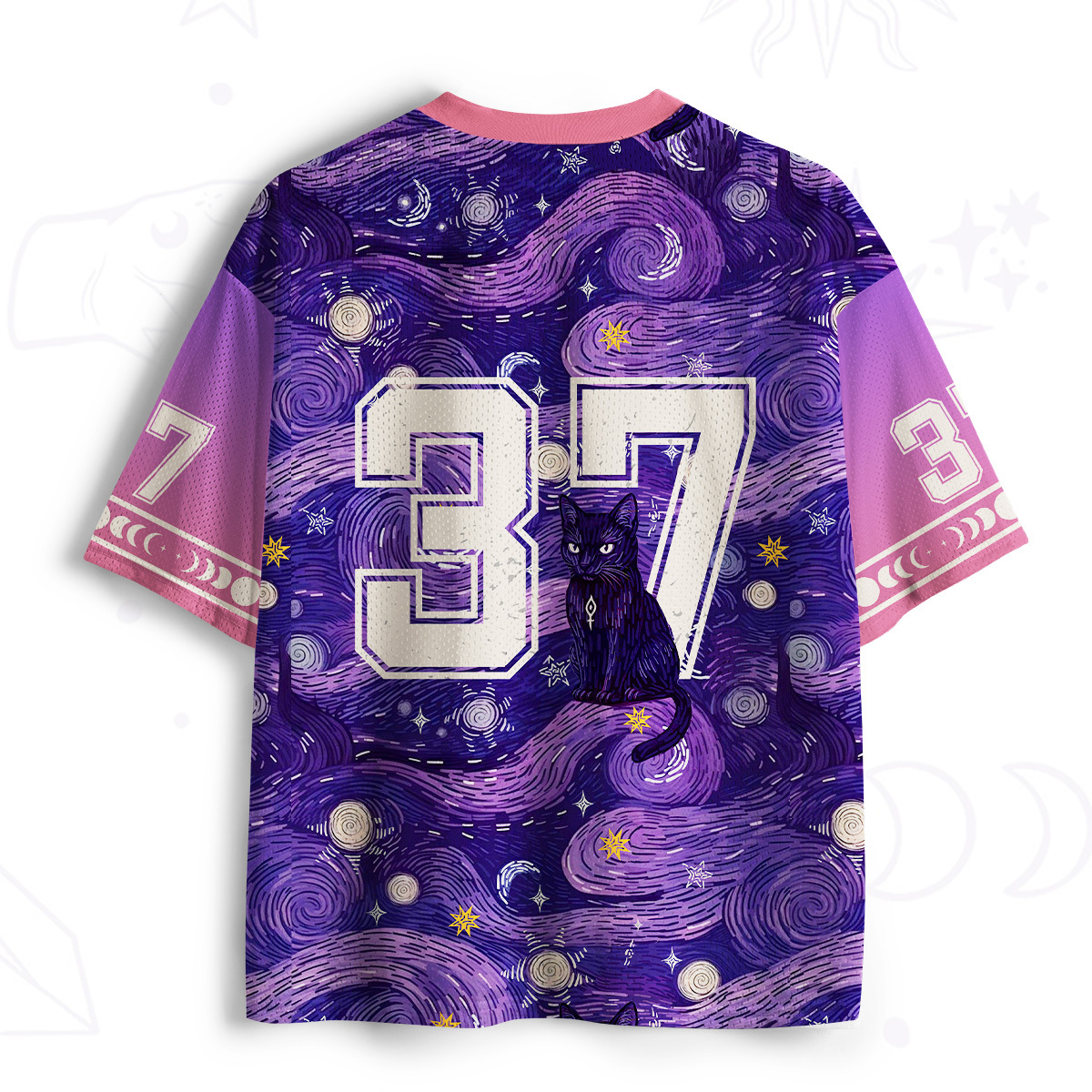 Purplehecate Mystic Cat Beneath the Cosmic Veil Mesh Jersey