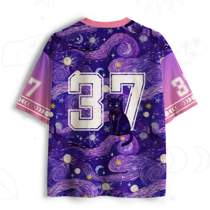 Purplehecate Mystic Cat Beneath the Cosmic Veil Mesh Jersey