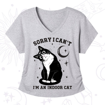 Purplehecate Sorry I Can't Go I'm an Indoor Cat V-Neck T-Shirt