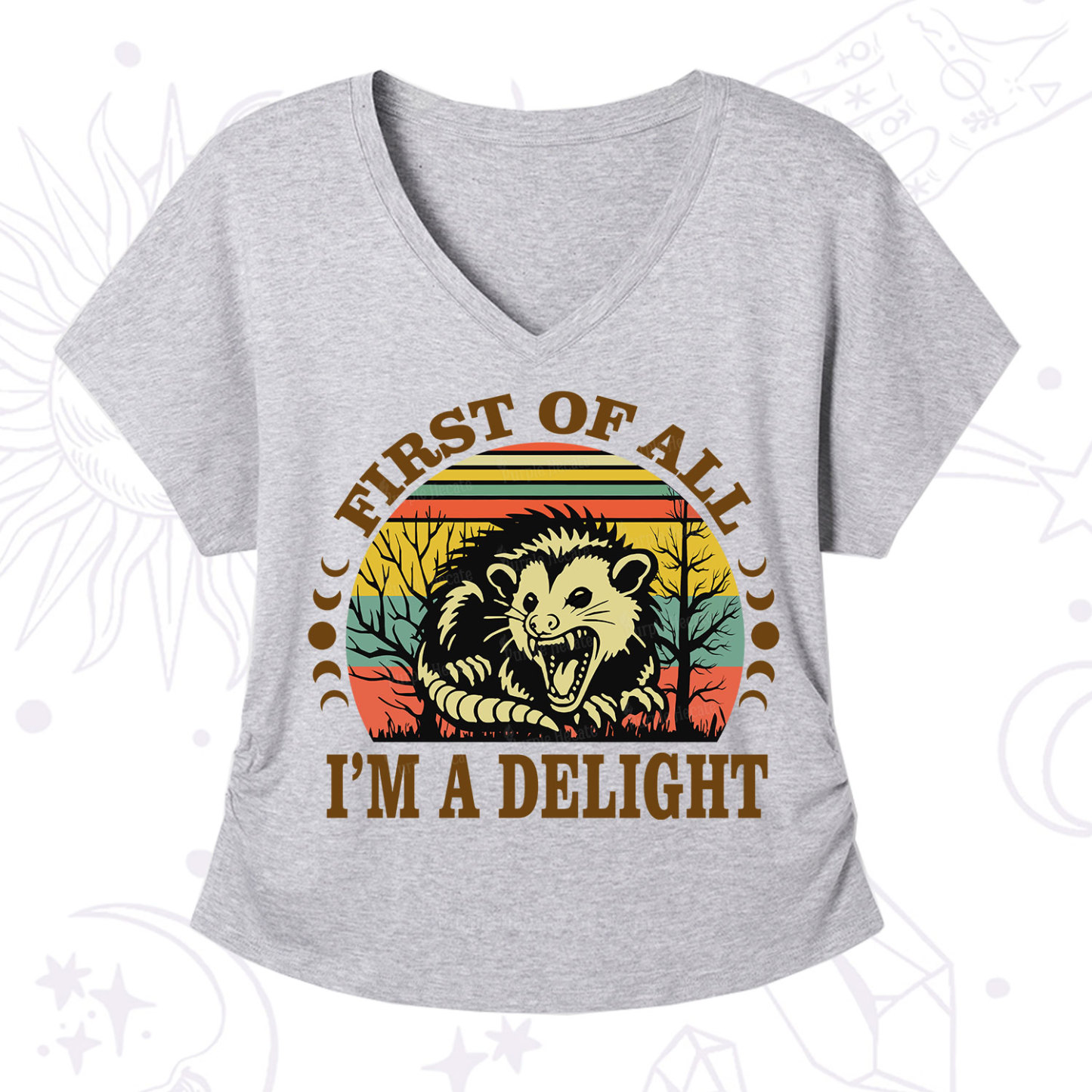 Purplehecate First Of All I'm A Delightful Opossum V-Neck T-Shirt