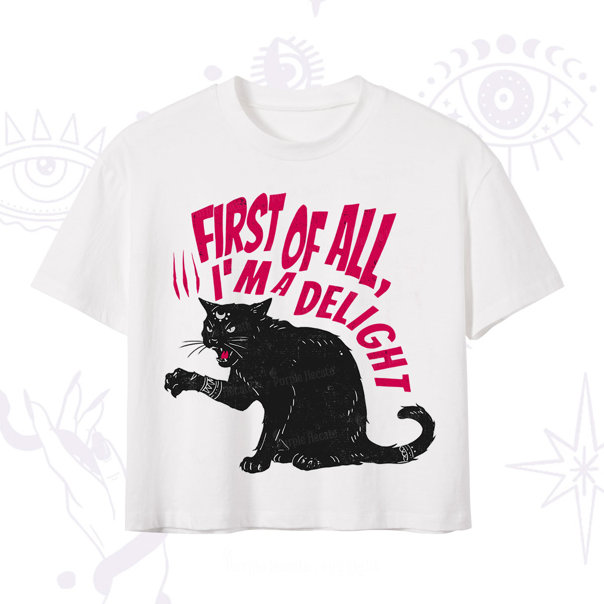 Purplehecate First Of All I'm A Delight Cat Crop T-Shirt