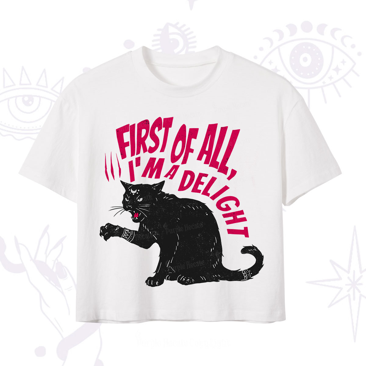 Purplehecate First Of All I'm A Delight Cat Crop T-Shirt