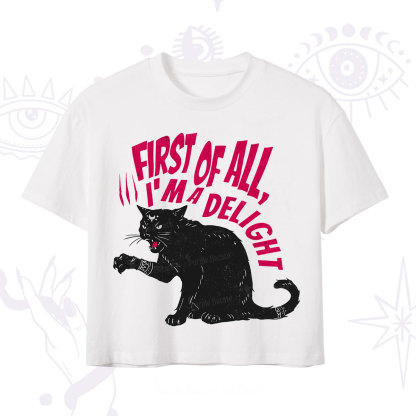 Purplehecate First Of All I'm A Delight Cat Crop T-Shirt