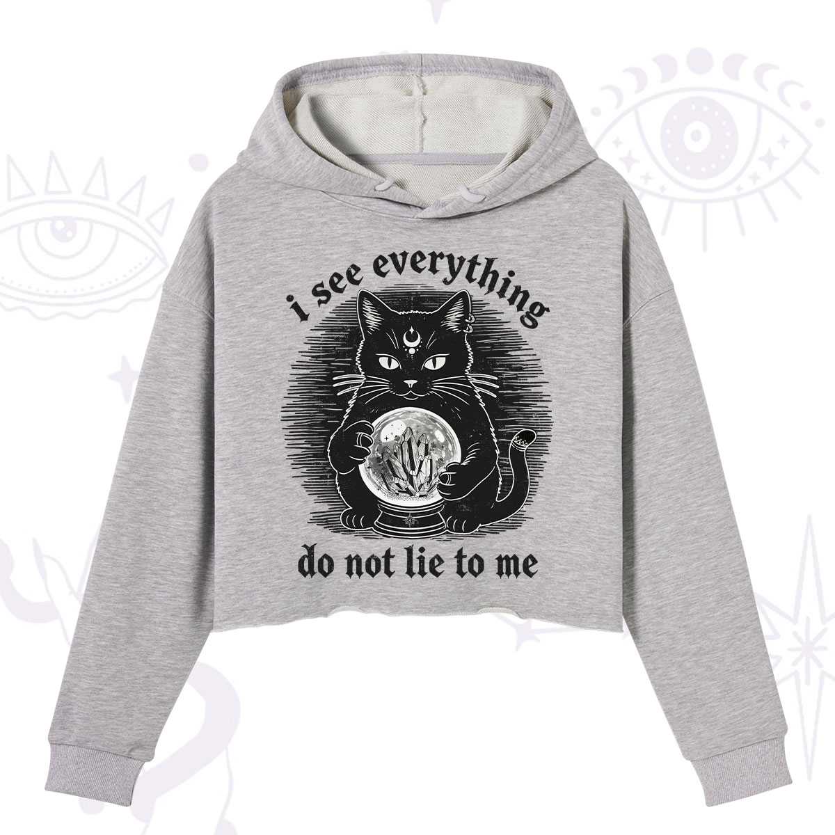 Purplehecate All Seeing Cat Crop Hoodie
