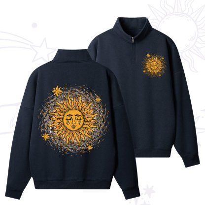 Purplehecate Celestial Sun Zip Fleece Sweatshirt