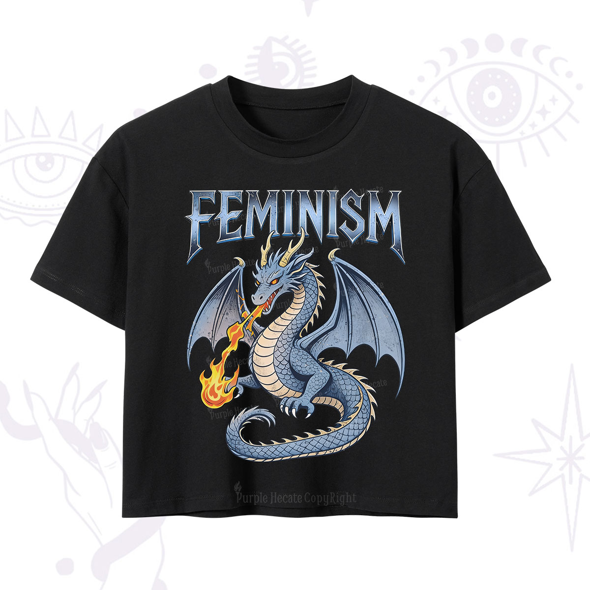 Purplehecate Feminism Dragon Fantasy Crop T-Shirt