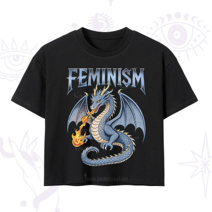 Purplehecate Feminism Dragon Fantasy Crop T-Shirt
