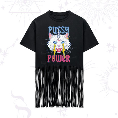 Purplehecate Pussy Power Fringe Hem T-Shirt