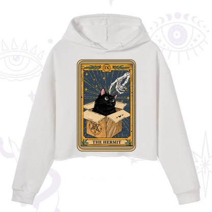 Purplehecate The Hermit Cat Tarot Crop Hoodie