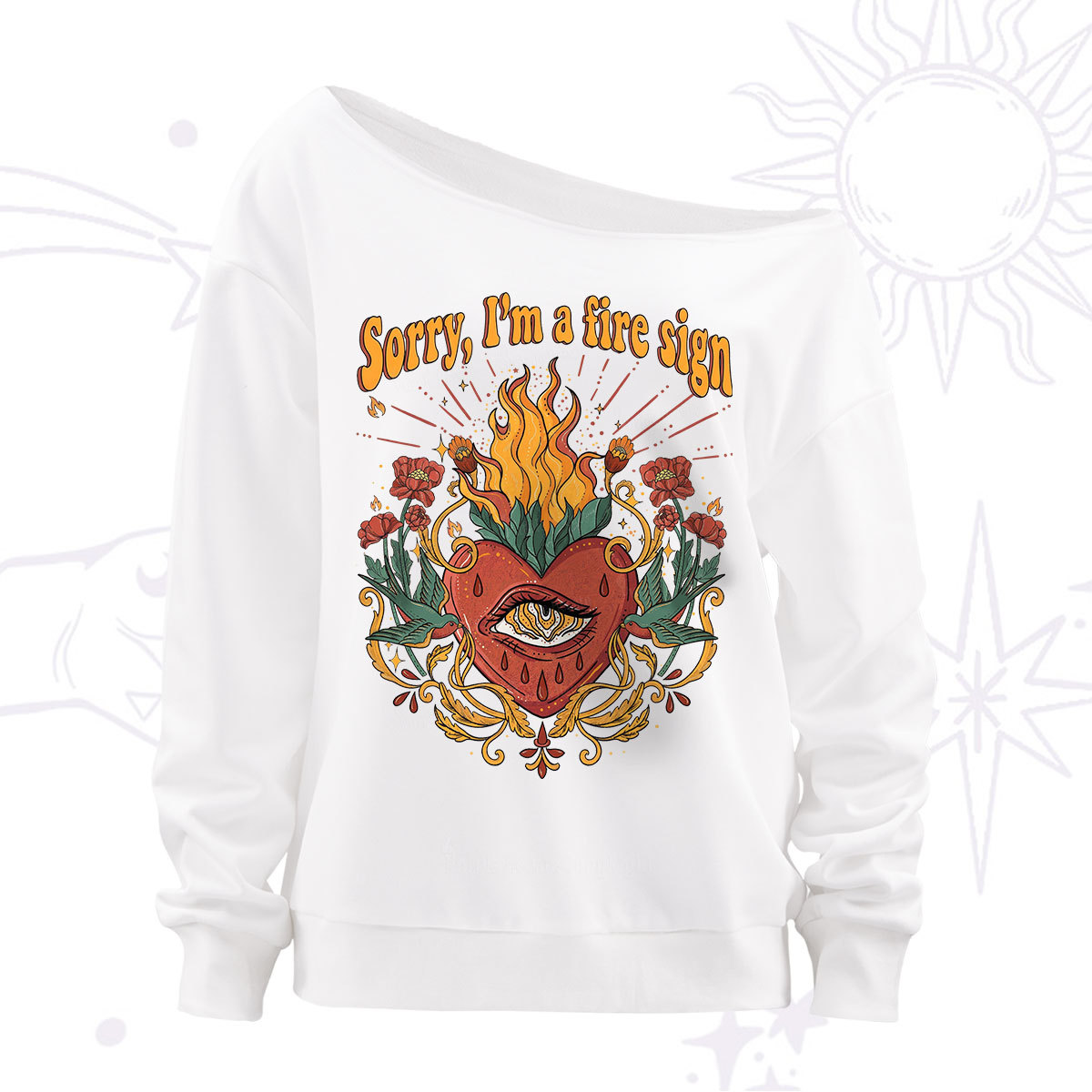 Purplehecate Sorry I'm A Fire Sign Off The Shoulder Sweatshirt