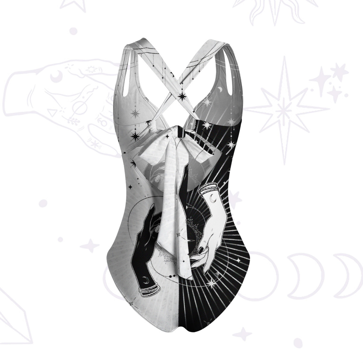 Purplehecate Mystic Duality Hands One-Piece Swimsuit