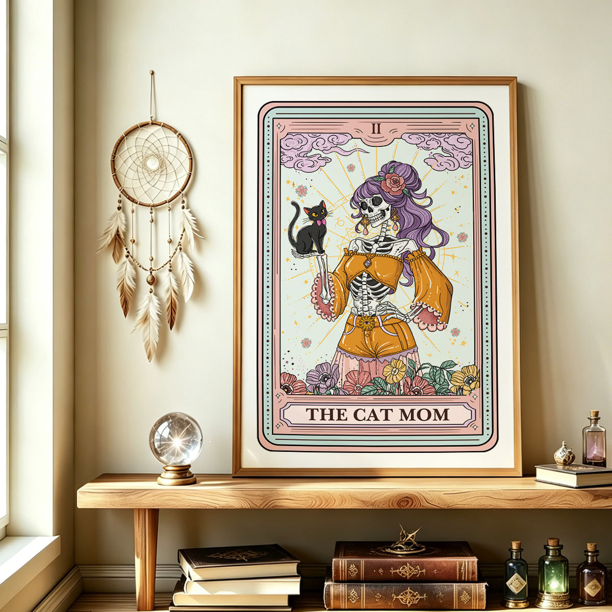 Purplehecate The Skeleton Cat Mom Tarot Card Unframed Poster
