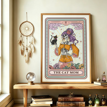 Purplehecate The Skeleton Cat Mom Tarot Card Unframed Poster