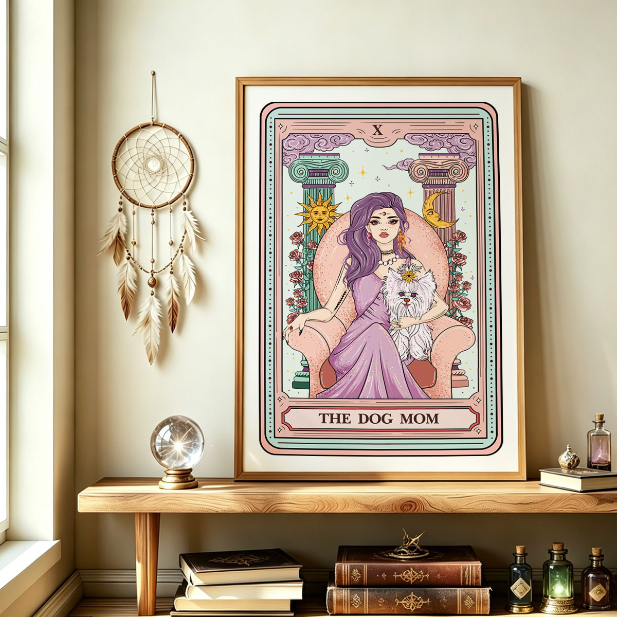 Purplehecate The Cute Dog Mom Tarot Card Unframed Poster