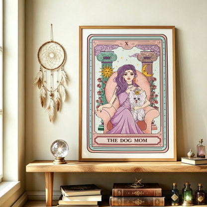 Purplehecate The Cute Dog Mom Tarot Card Unframed Poster