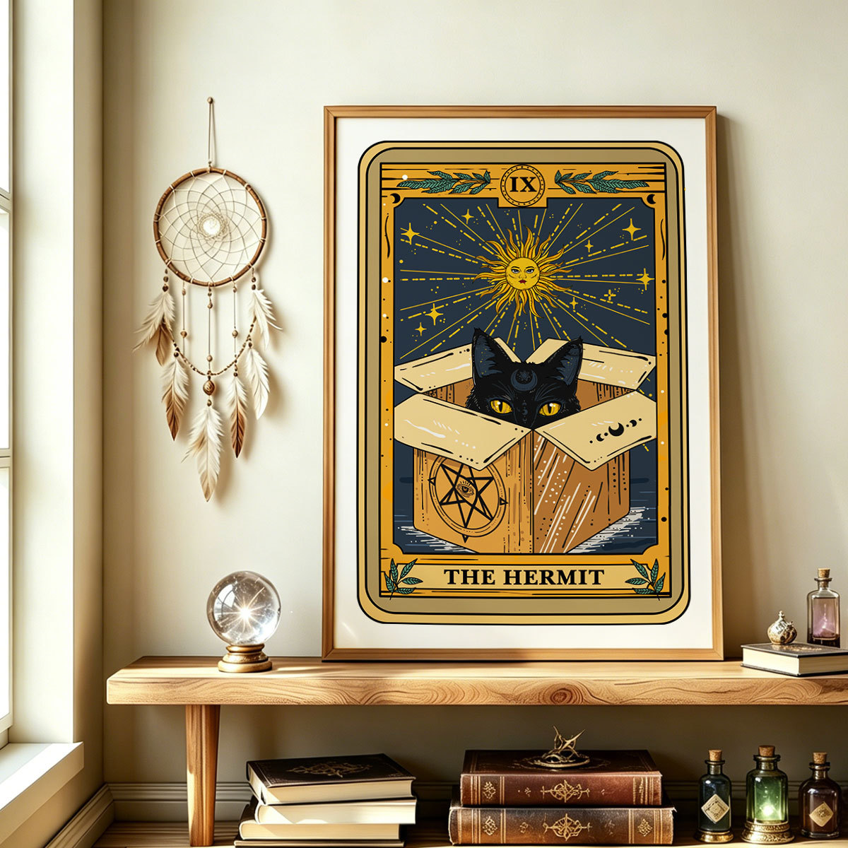 Purplehecate The Hermit Cat Tarot Card Unframed Poster