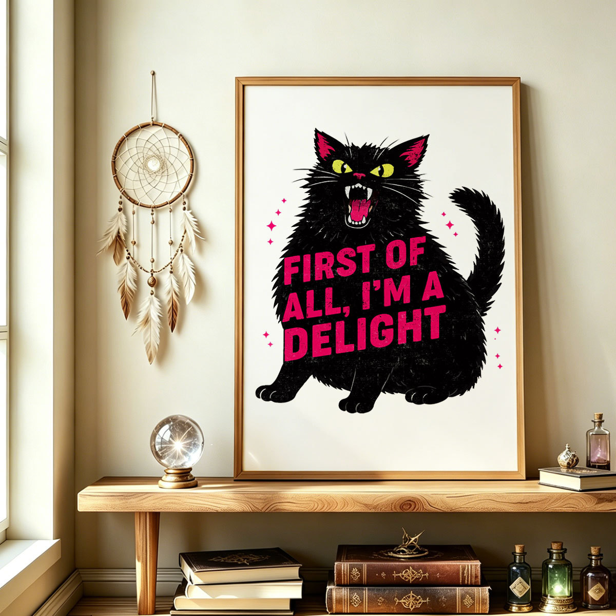 Purplehecate First Of All I'm A Delight Cat Unframed Poster