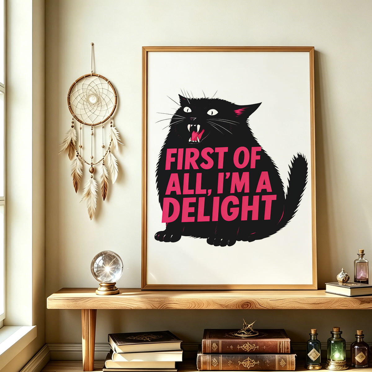 Purplehecate First Of All I'm A Delight Cat Unframed Poster