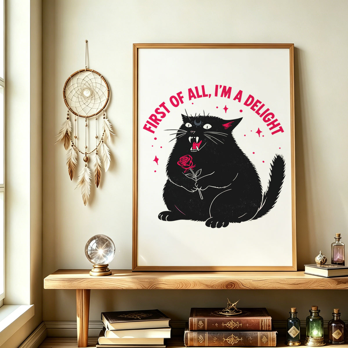 Purplehecate First Of All I'm A Delight Cat Unframed Poster