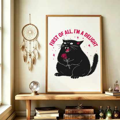 Purplehecate First Of All I'm A Delight Cat Unframed Poster