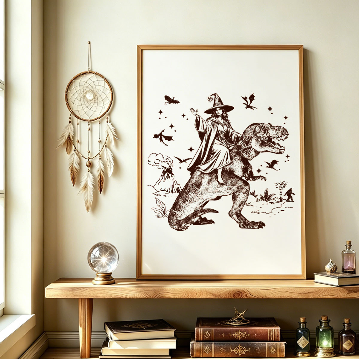 Purplehecate Witch Riding Dino Unframed Poster