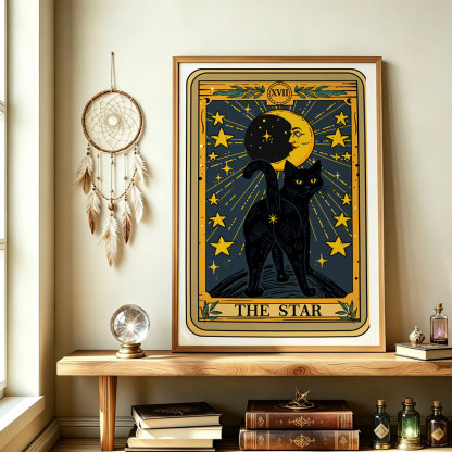Purplehecate The Star Tarot Cat Unframed Poster