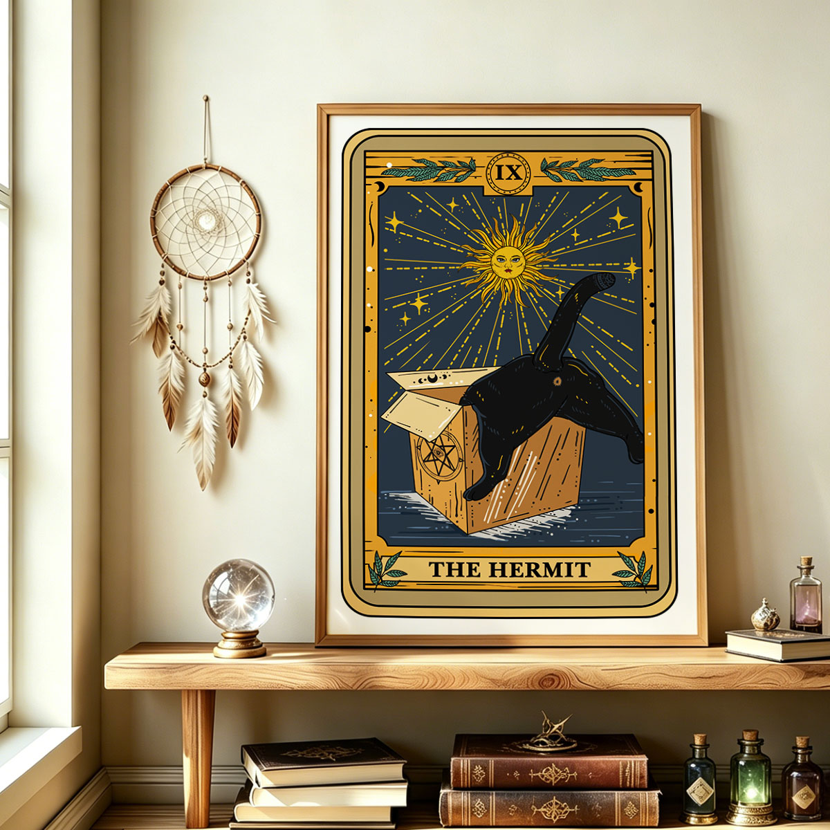 Purplehecate The Cardboard Hermit Cat Tarot Unframed Poster