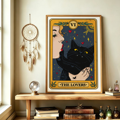 Purplehecate The Lovers Cat Tarot Unframed Poster