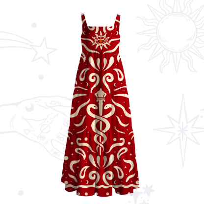 Purplehecate Mystic Serpent Staff Strappy Wide Straps Maxi Dress