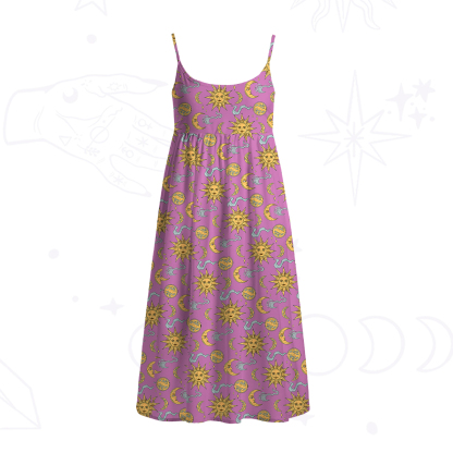 Purplehecate Magic of Sun and Moon Spaghetti Strap Midi Dress
