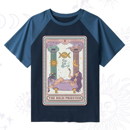 Purplehecate The High Priestess Tarot Raglan Short Sleeve T‑Shirt