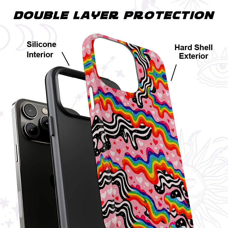 Purplehecate Groovy Melty Rainbow Hearts Wavy Phone Case