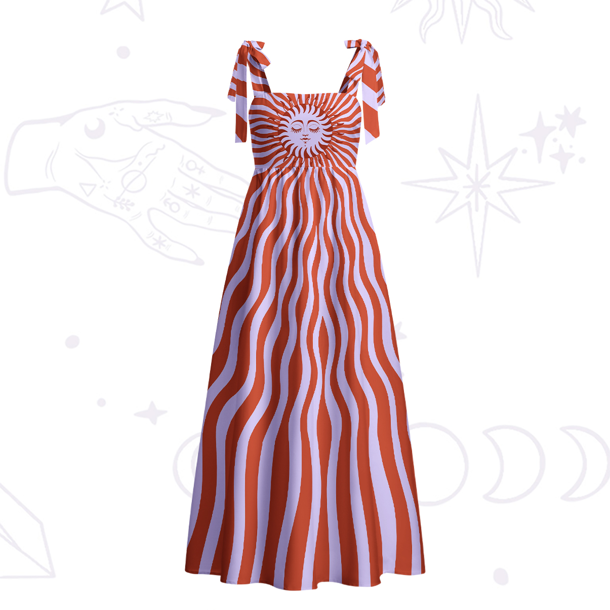 Purplehecate Radiance of the Sun Tie Shoulder Maxi Dress