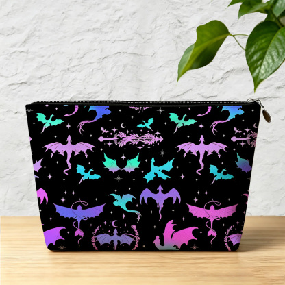 Purplehecate Neon Fantasy Dragon Allover Zip Makeup Bag
