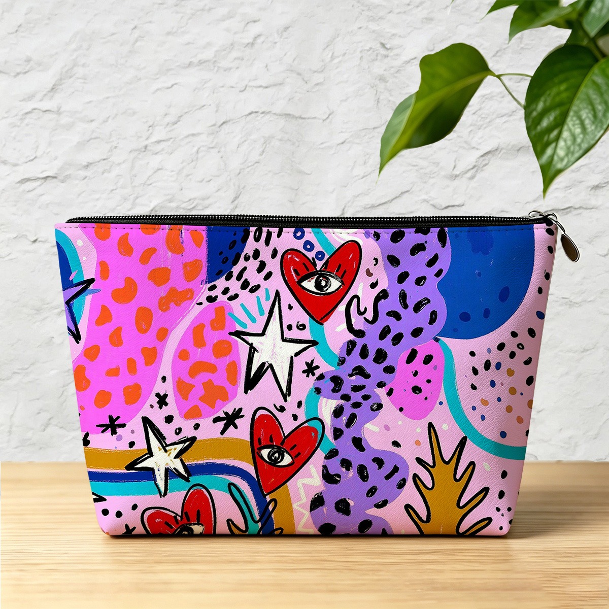 Purplehecate Cosmic Love Eyes Graffiti Zip Makeup Bag