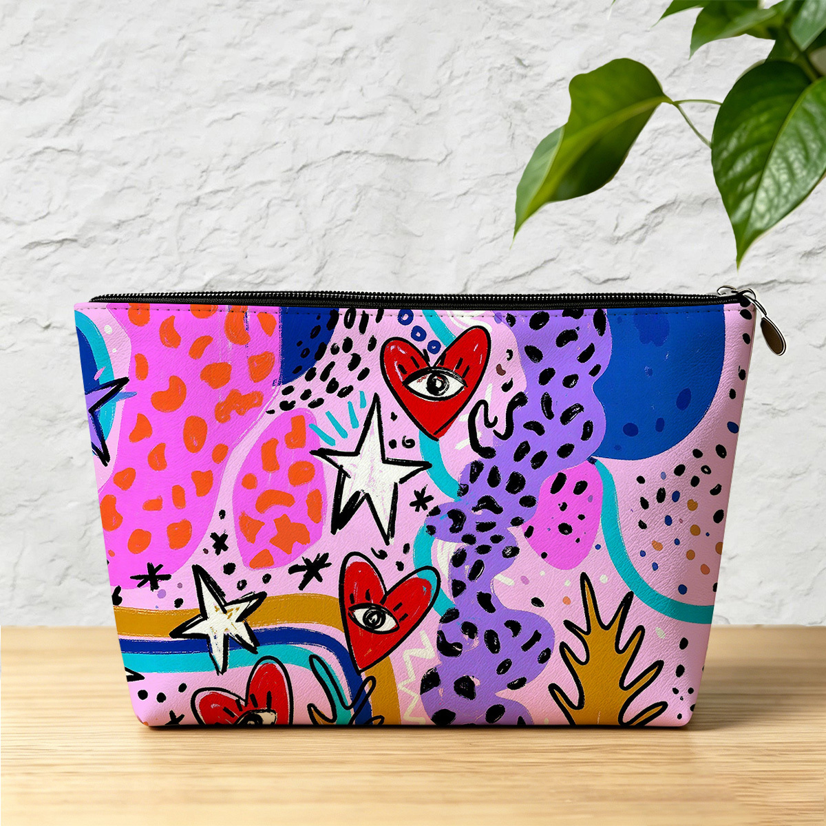 Purplehecate Cosmic Love Eyes Graffiti Zip Makeup Bag