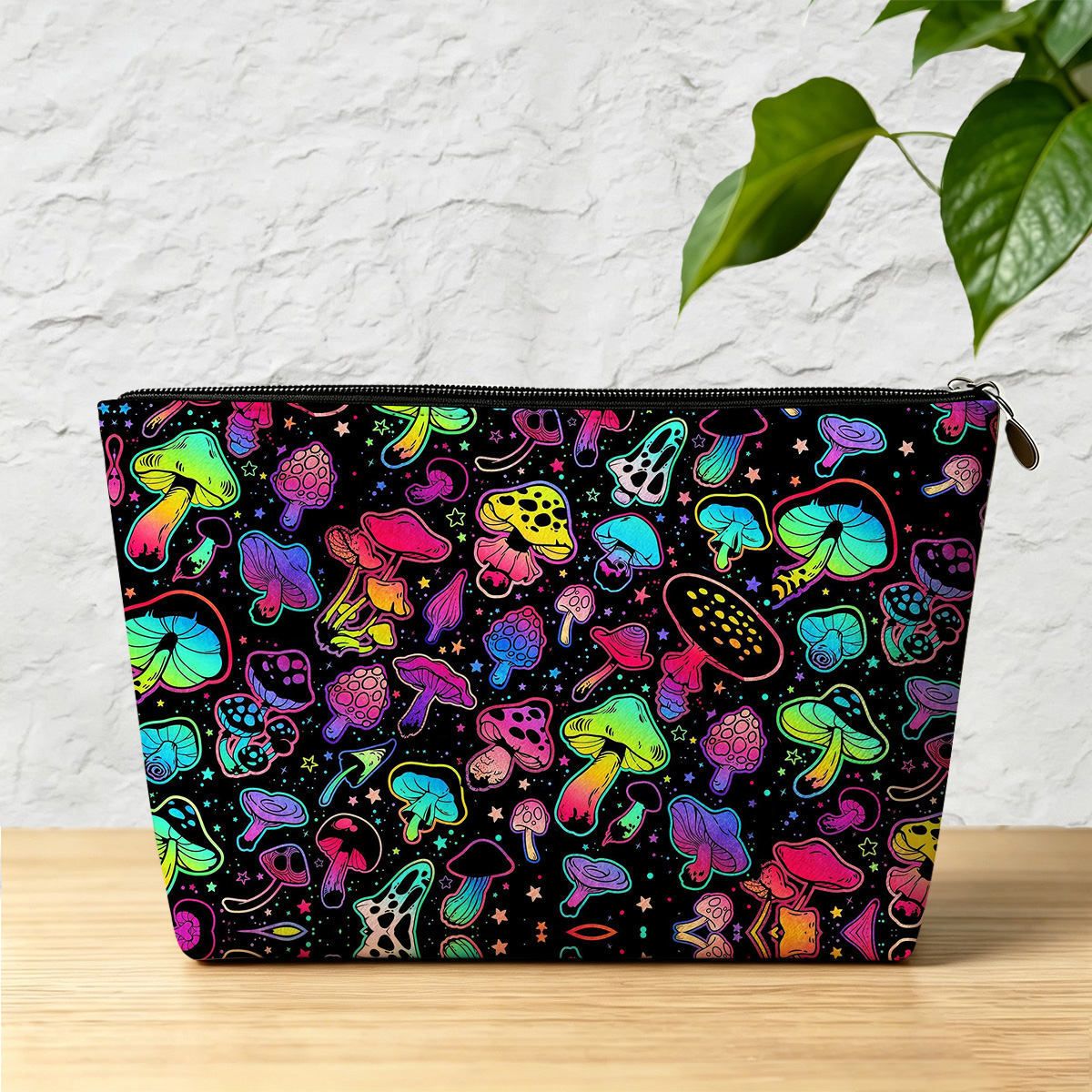 Purplehecate Psychedelic Mushroom Rave Zip Makeup Bag