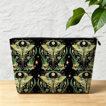 Purplehecate Moon Moth Rave Zip Makeup Bag