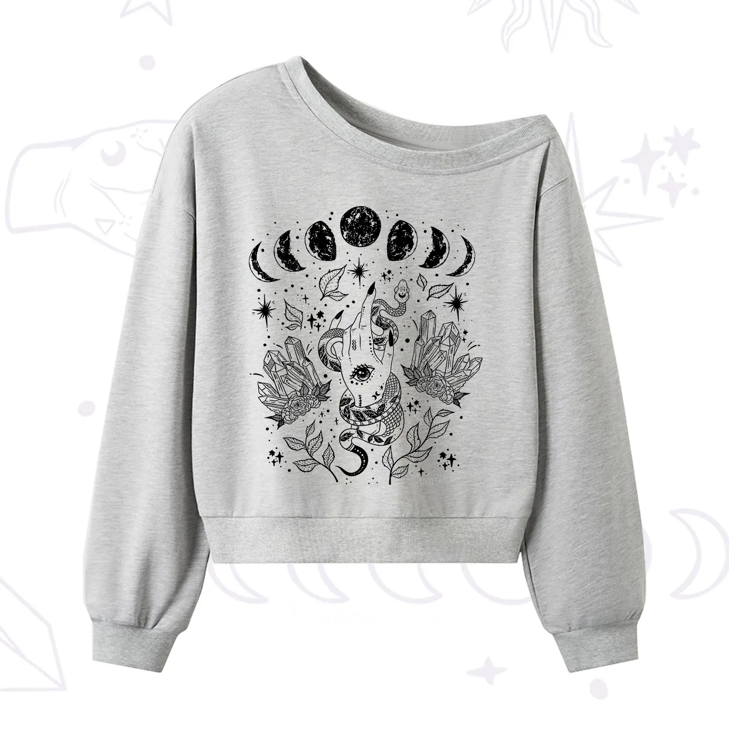 Purplehecate Reach For The Moon One Shoulder Sweatshirt