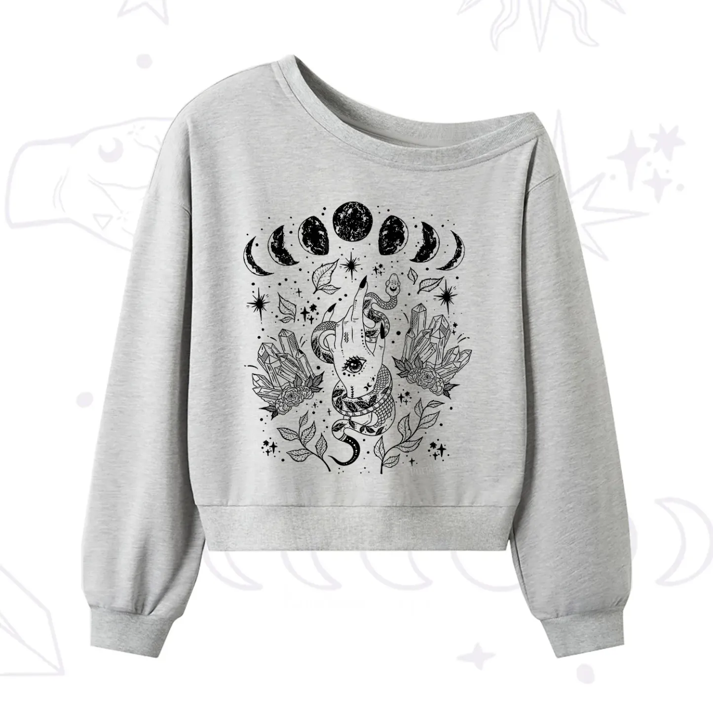 Purplehecate Reach For The Moon One Shoulder Sweatshirt