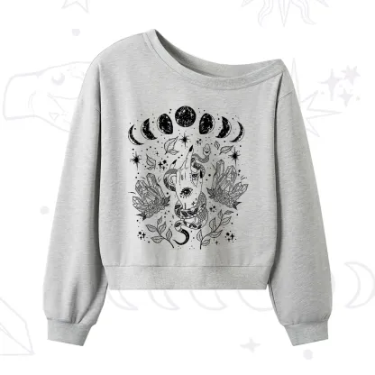 Purplehecate Reach For The Moon One Shoulder Sweatshirt