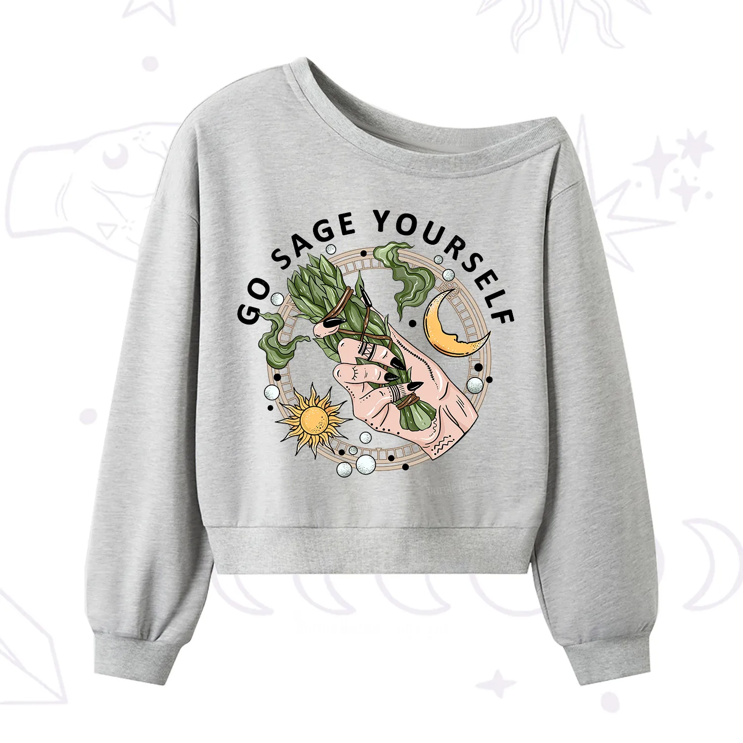 Purplehecate Go Sage Yourself One Shoulder Sweatshirt
