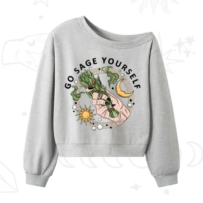 Purplehecate Go Sage Yourself One Shoulder Sweatshirt