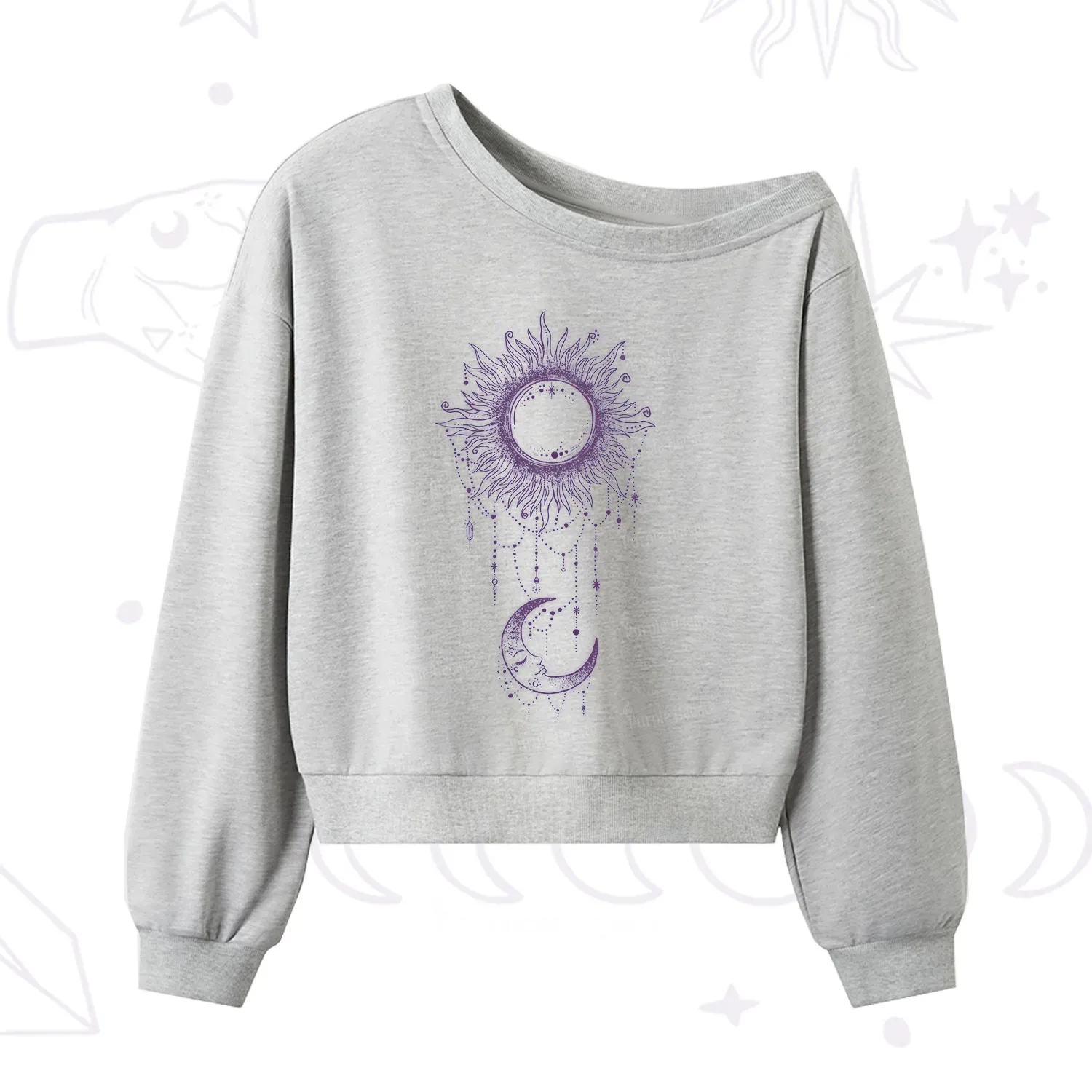 Purplehecate Radiance Of Sun And Moon One Shoulder Sweatshirt